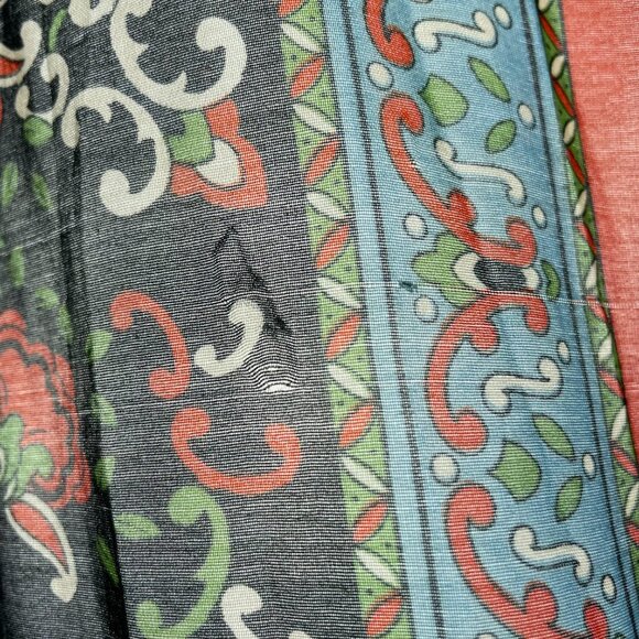 Vintage Scarf Floral Long Retro Eclectic Artsy Colorful Black Orange Blue Green - Picture 10 of 13